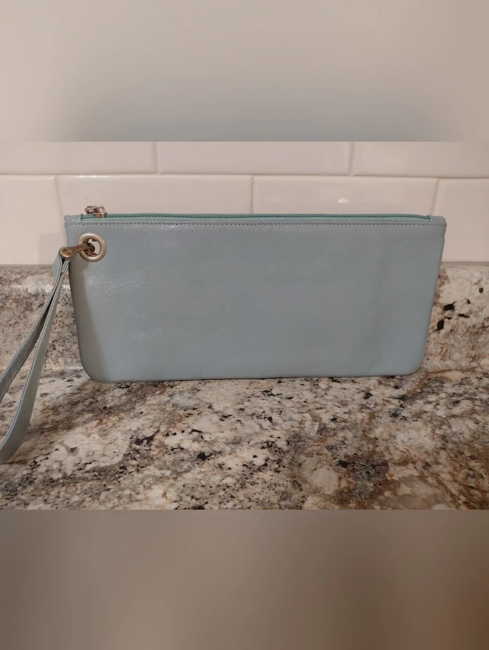 HOBO Light Blue Leather Wristlet Clutch